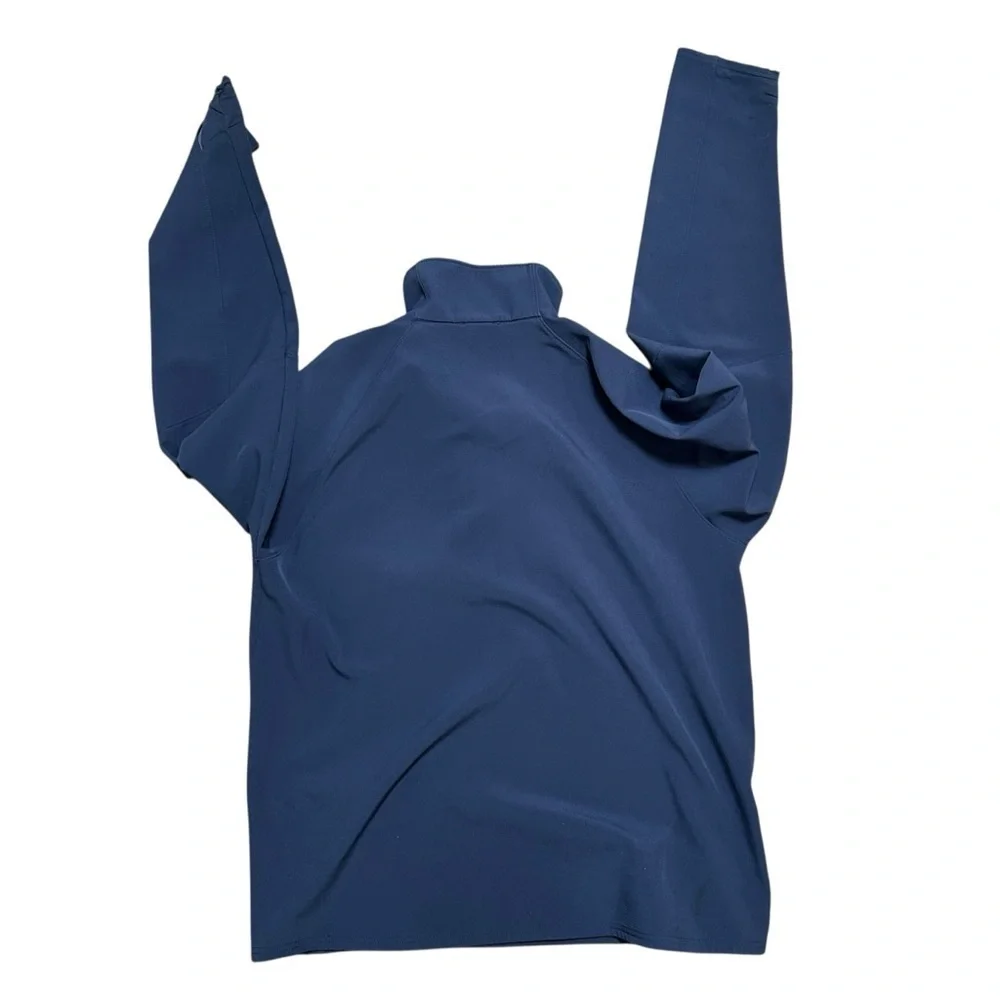 North face men’s blue quarter zip softshell fleece lined jacket pullover large